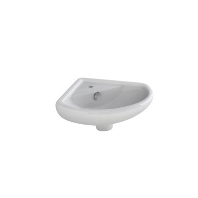 Further photograph of White Corner Cloakroom 1 Taphole Basin - 310mm