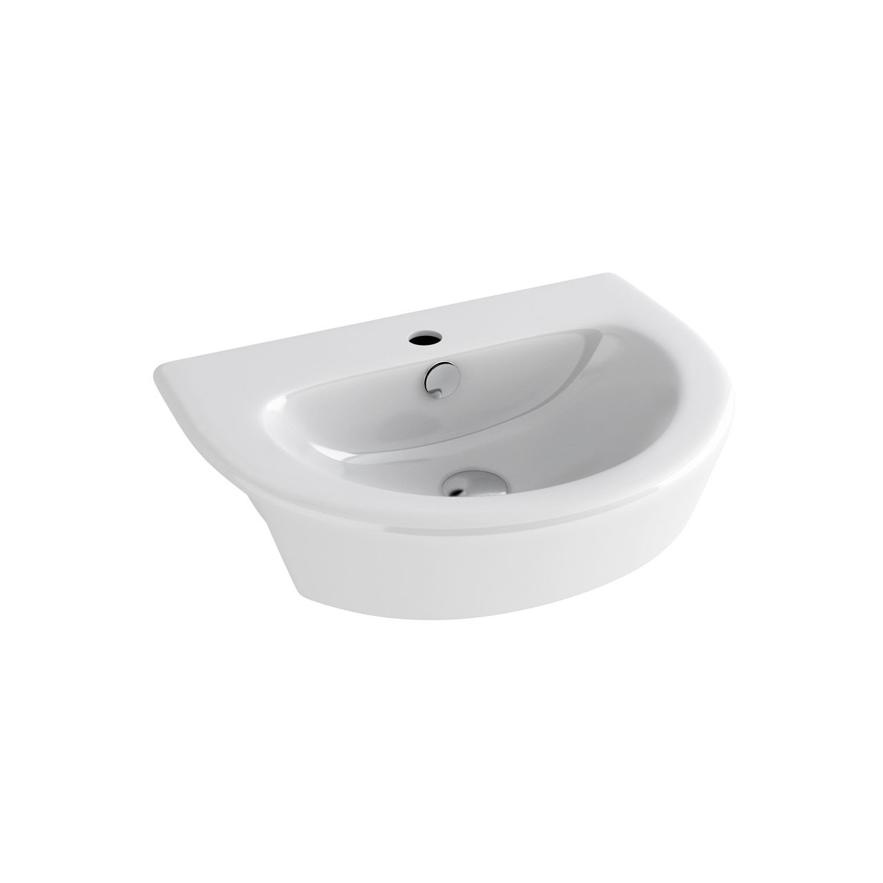 Photograph of Wave White 1 Taphole Semi Recessed Basin - 550mm