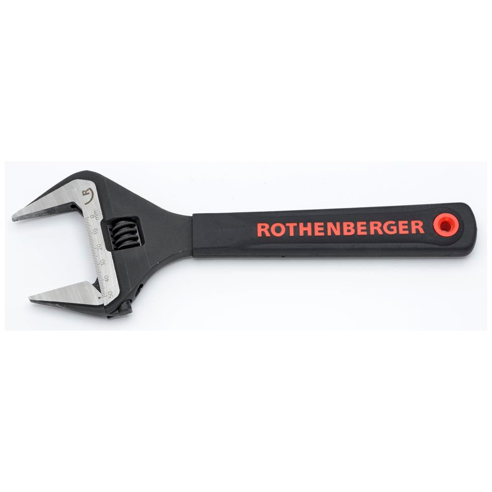 Photograph of Rothenberger Adjustable Wide Jaw Wrench 10" - With Soft Jaw Protectors