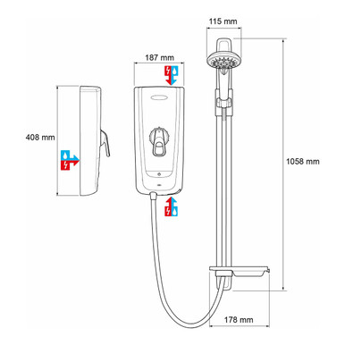 Further photograph of Mira Advance Flex 8.7Kw Electric Shower White/Black