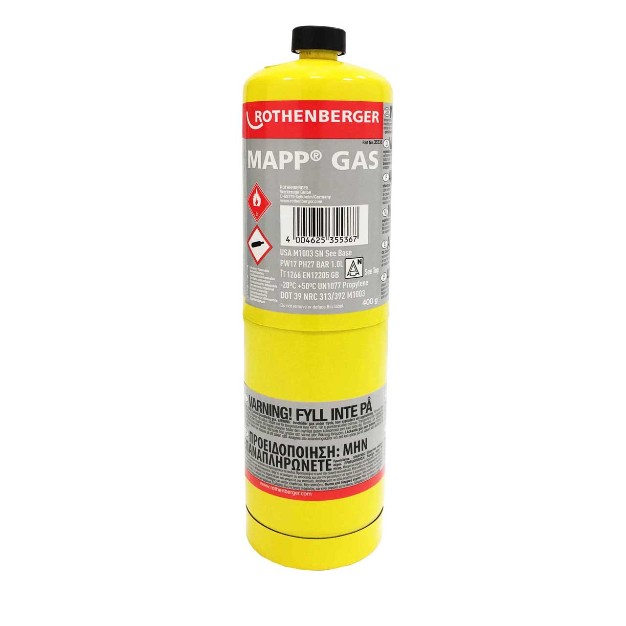 Rothenberger Mapp Disposable Gas Cylinder 400g 