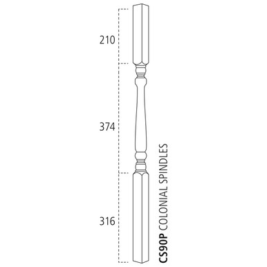 Further photograph of Cheshire Mouldings 32mm x 32mm x 895mm Pine Colonial Spindle