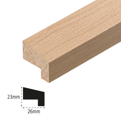 Further photograph of Cheshire Mouldings 26mm x 23mm x 2400mm Oak Firecheck Hocky Stick Moulding