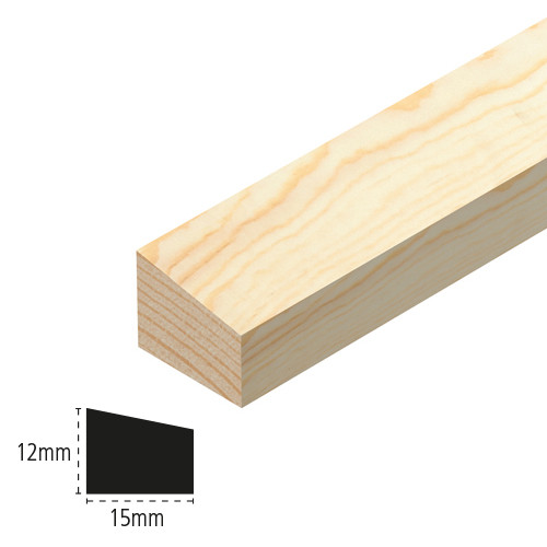 Photograph of Cheshire Mouldings 15mm x 12mm x 2400mm Pine Wedge Bead Moulding