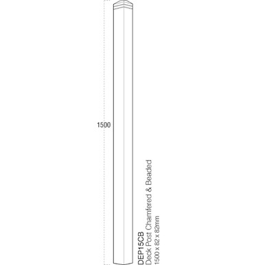 Further photograph of Cheshire Mouldings 1500mm Decking Chamfered And Beaded Newel Post