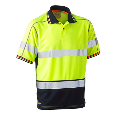 Hi Vis Taped Short Sleeve Polo Shirt - Yellow M