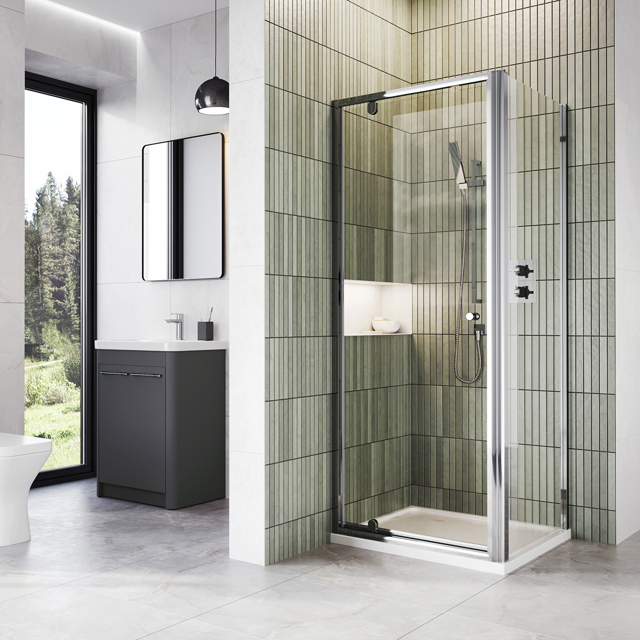 Photograph of Shower Enclosure 700 x 6mm Pivot Door - Chrome