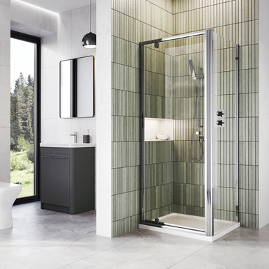 Shower Enclosure 700 x 6mm Pivot Door - Chrome