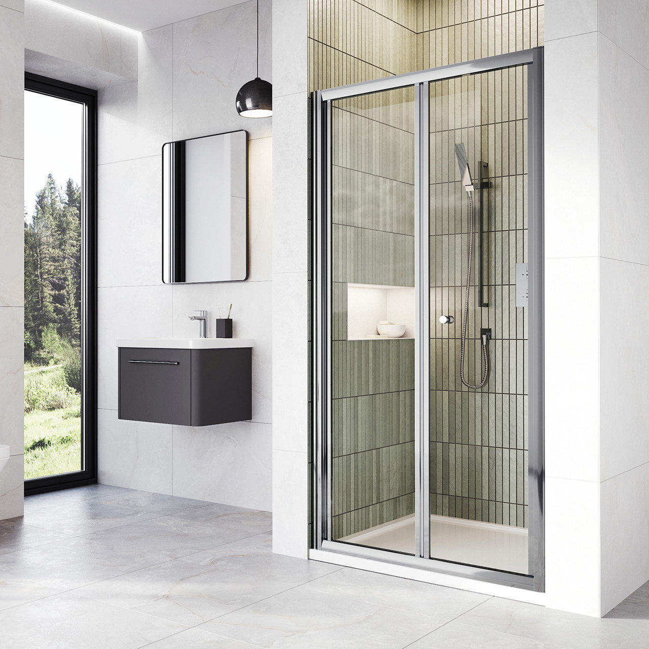 Photograph of Shower Enclosure 900mm Bifold Door - Chrome