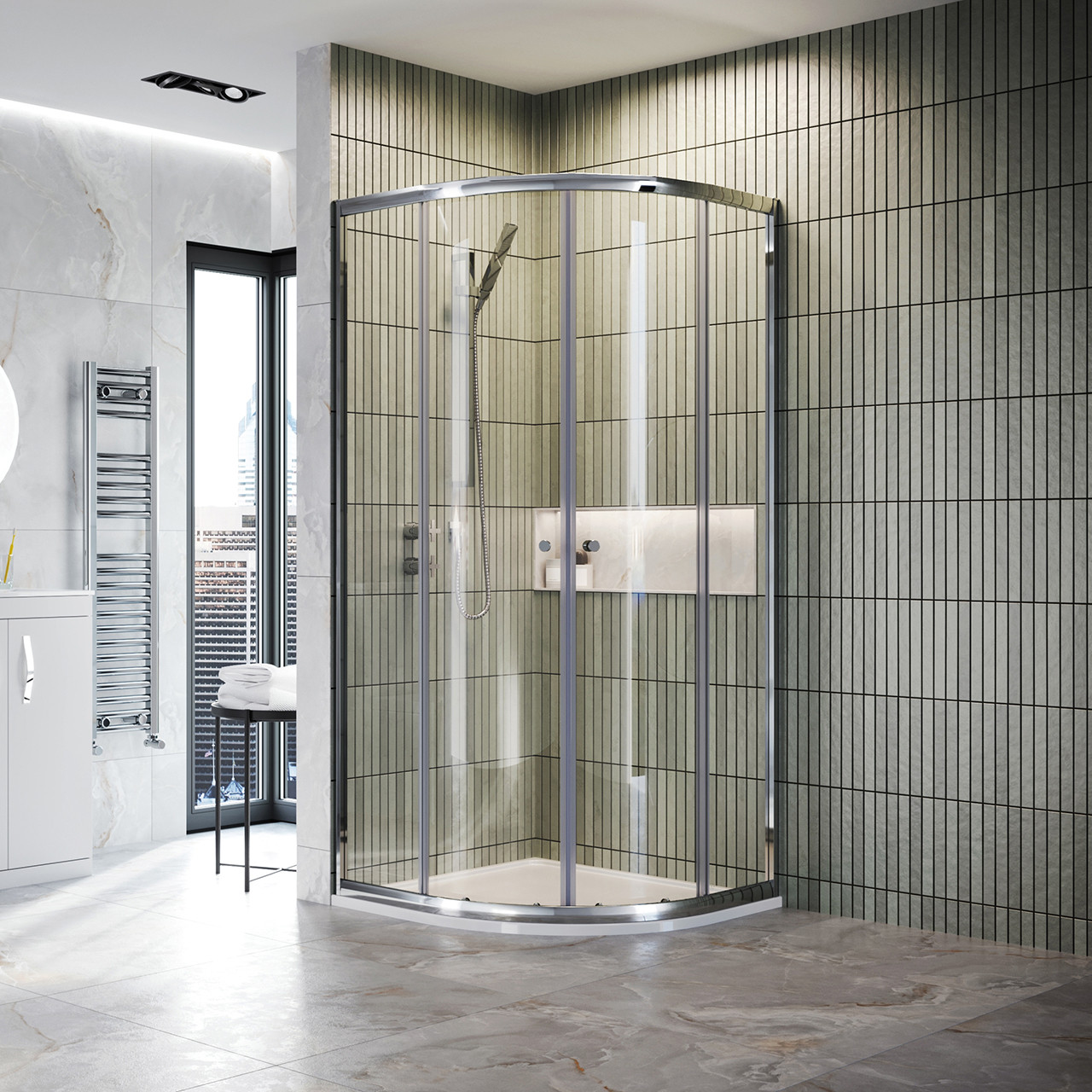 Photograph of Shower Enclosure 900 x 900mm Twin Door Quadrant - Chrome