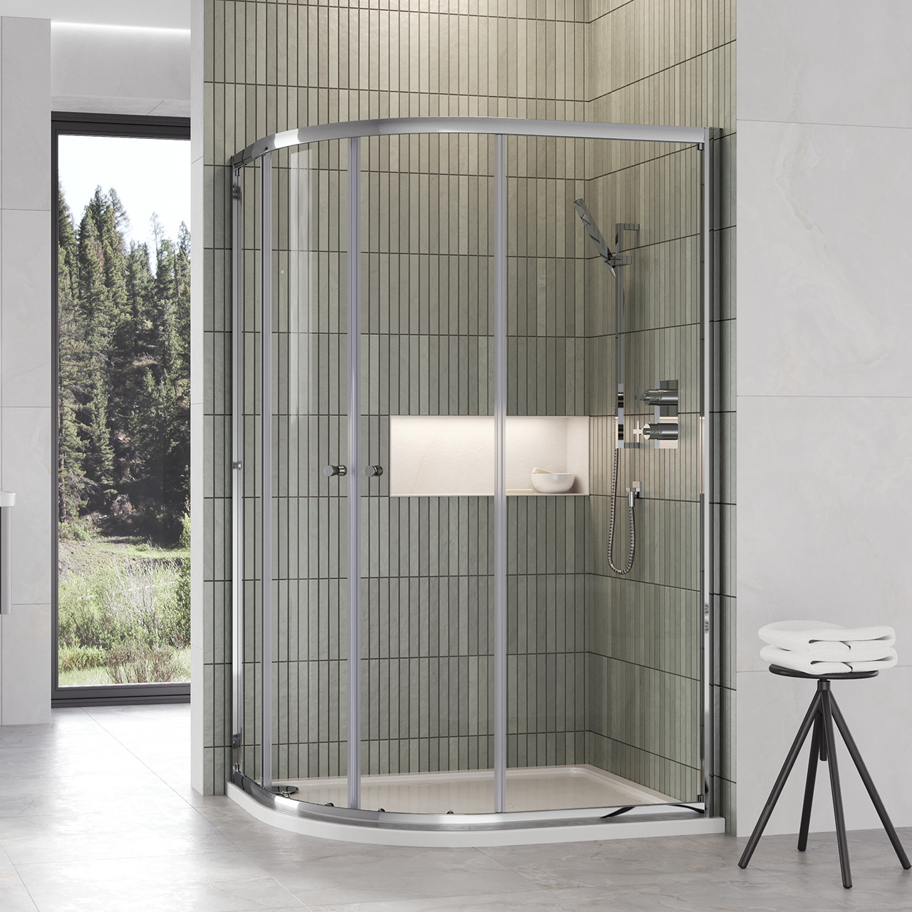 Photograph of Shower Enclosure 800 x 800mm Twin Door Quadrant - Chrome