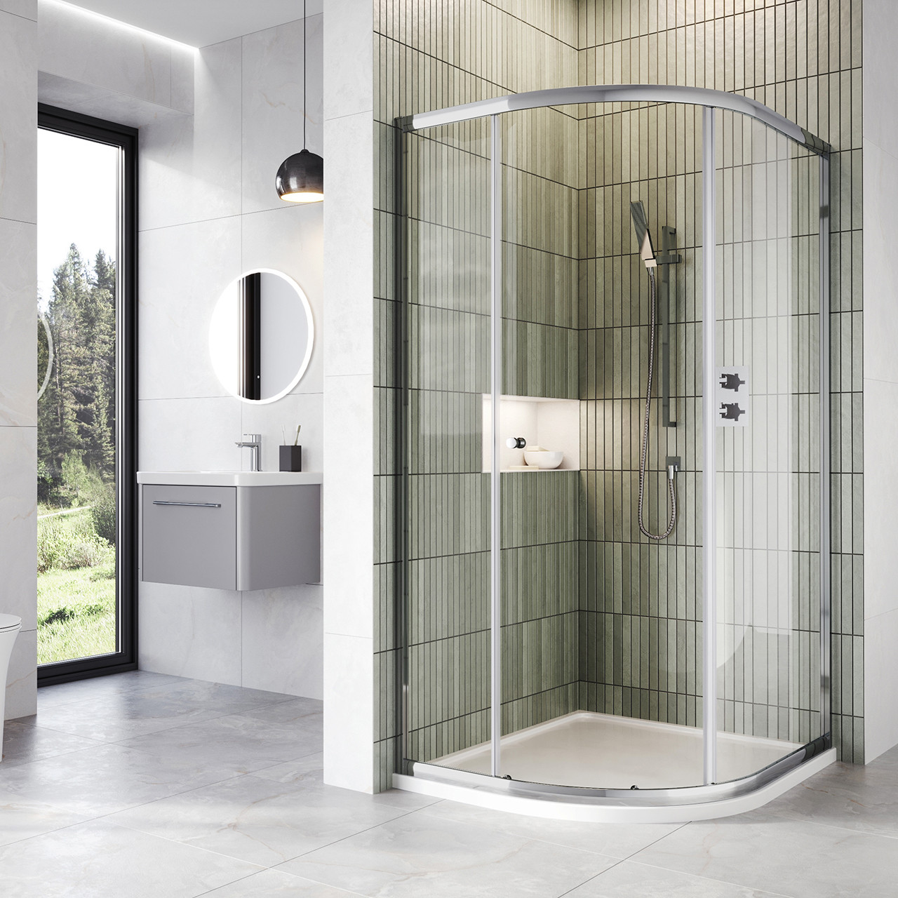 Photograph of Shower Enclosure 900 x 900mm One Door Quadrant - Chrome