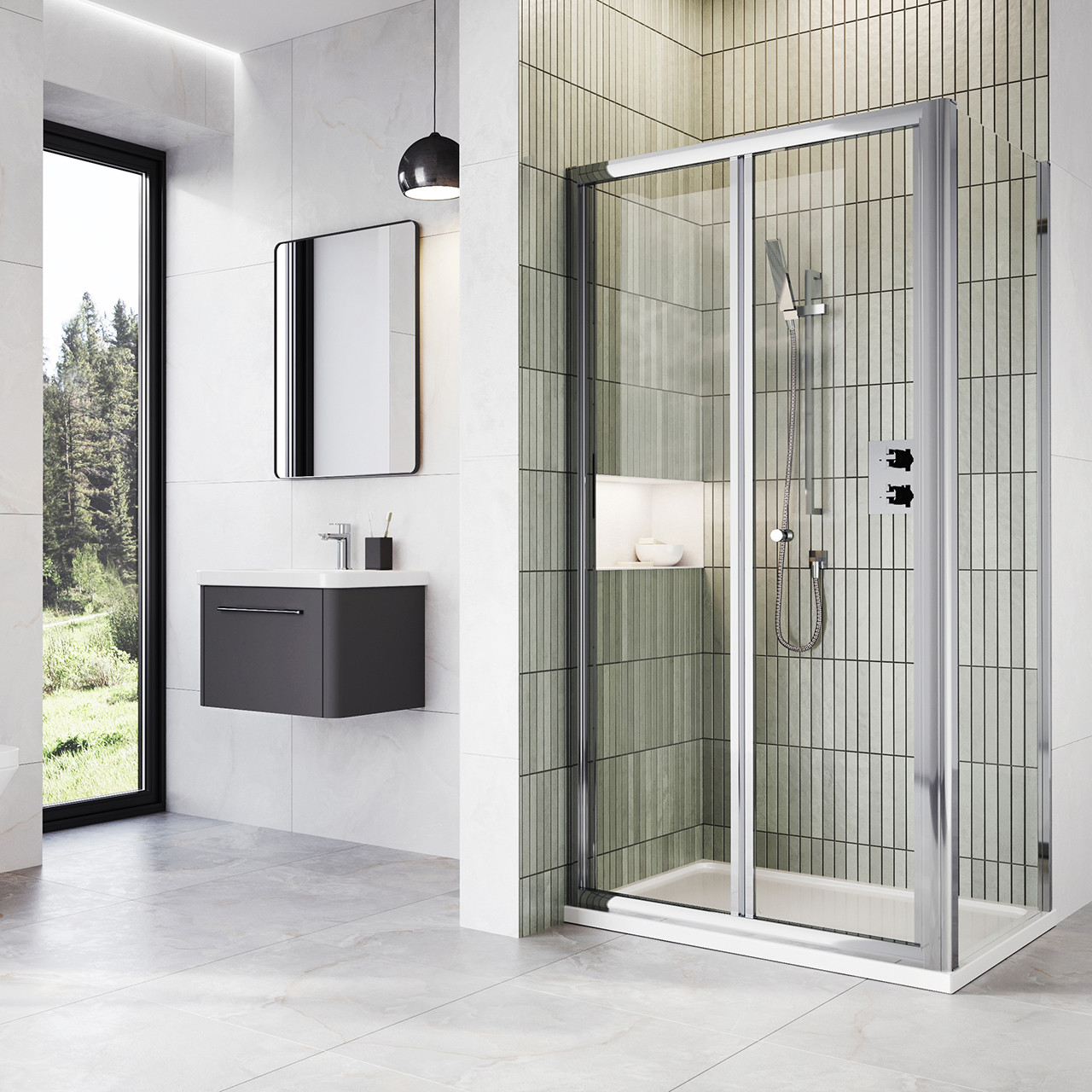 Photograph of Shower Enclosure 700mm Side Panel - Chrome