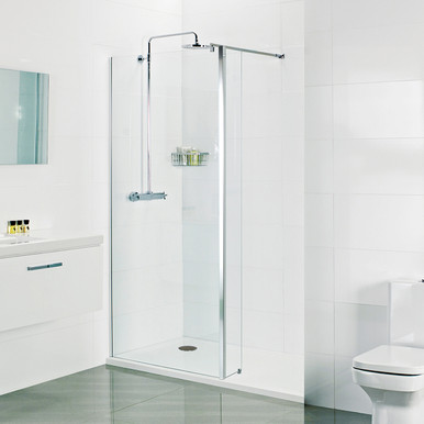 Further photograph of Fixed Deflector 200 x 8mm Wetroom Glass Shower Panel - Chrome