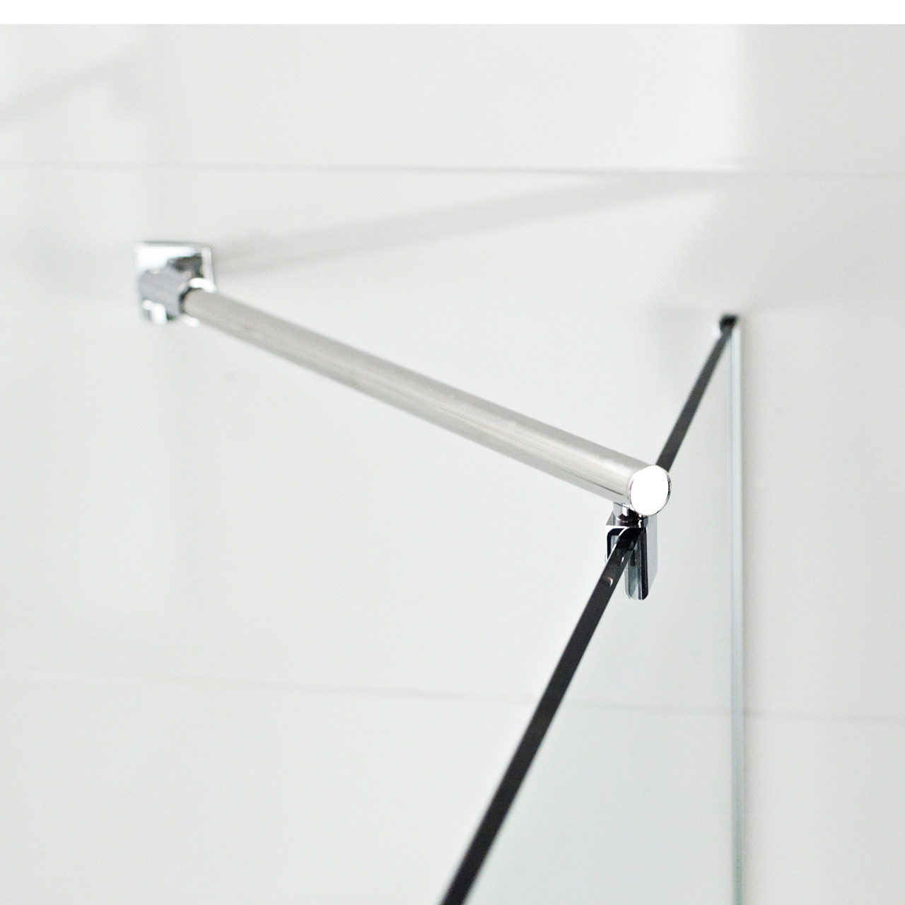 Photograph of Side Panel Wetroom Brace (use with L021470) - Round Chrome