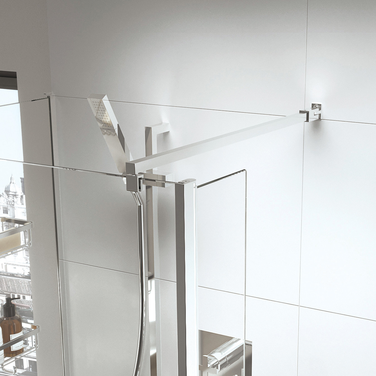 Photograph of Low Level Square Wetroom Brace Kit - Chrome