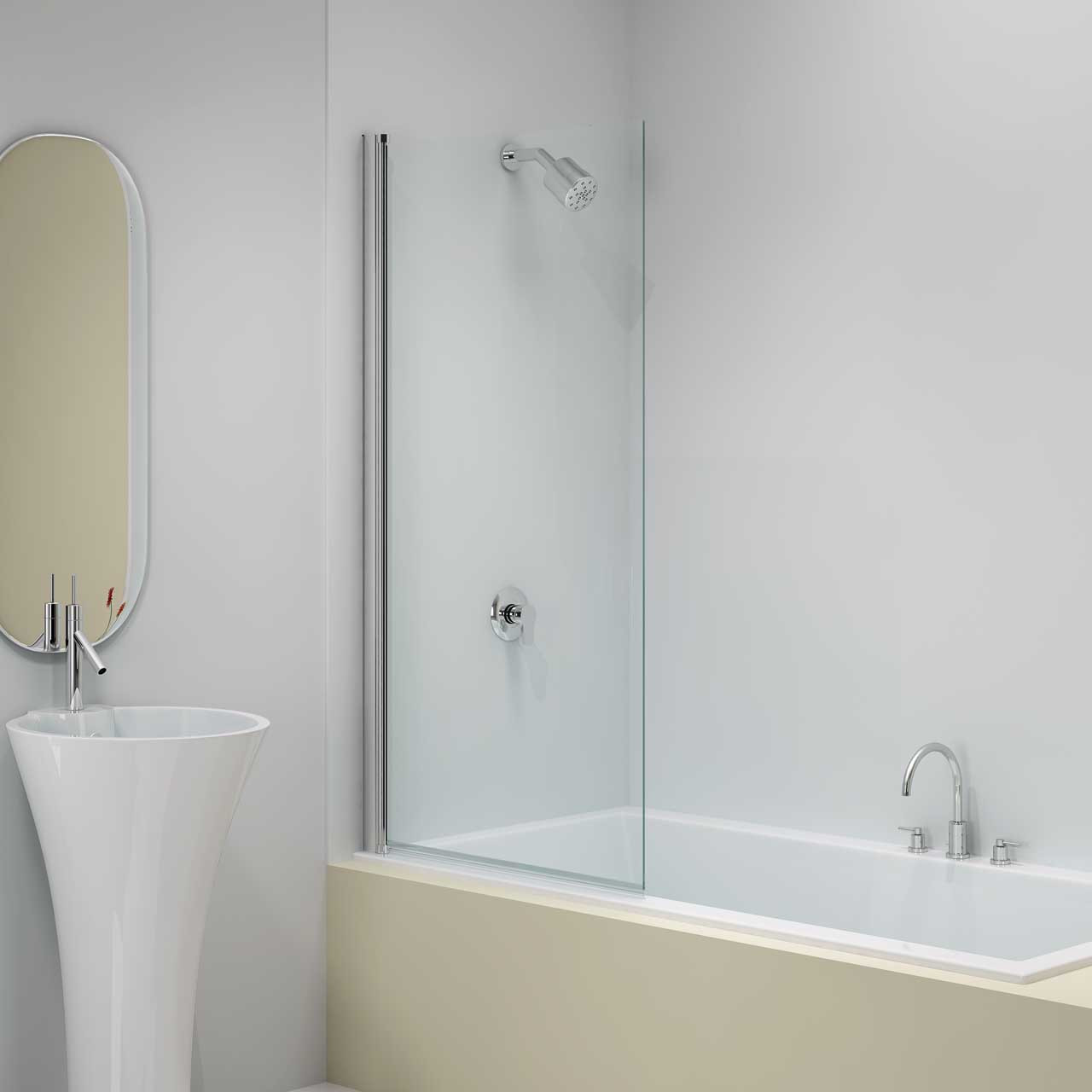 Photograph of Square Top Bath Screen 800mm Chrome