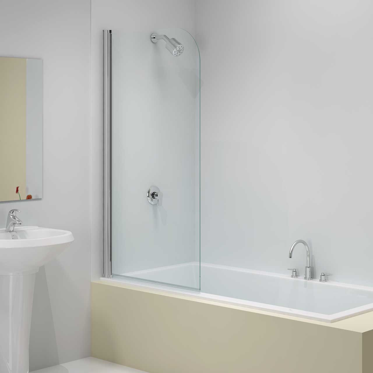 Photograph of Curved Top Bath Screen 800mm Chrome