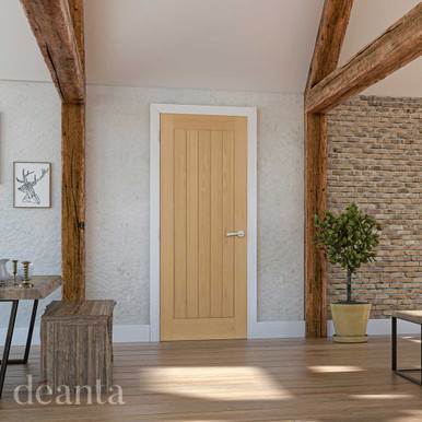 Further photograph of Ely Prefinished 5 Panel Vertical Internal Oak Door 1981mm x 686mm x 35mm (6'6" x 2'3")