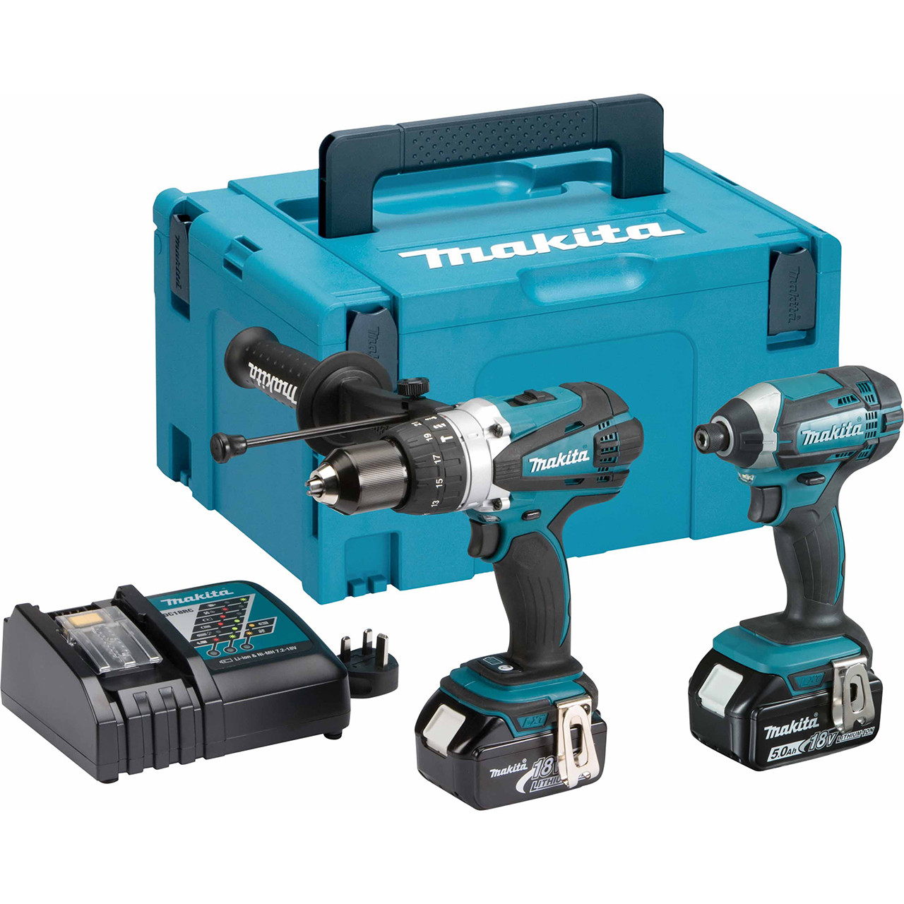 Photograph of Makita 18V Twin Pack Combi + Impact With 2 x 5.0 Li-Ion