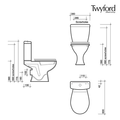 Further photograph of Twyford Option BSIO Close Coupled Cistern, Dual Flush, Chrome Push Button 6/4L