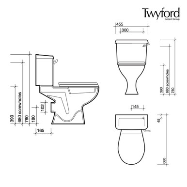 Further photograph of Twyford Option Close Coupled BSIO Cistern with Chrome Lever