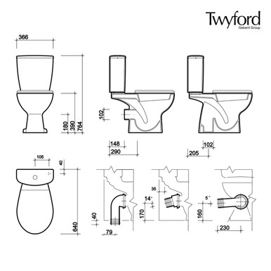 Further photograph of Twyford Alcona Flushwise? Close Coupled Cistern with Chrome Push Button