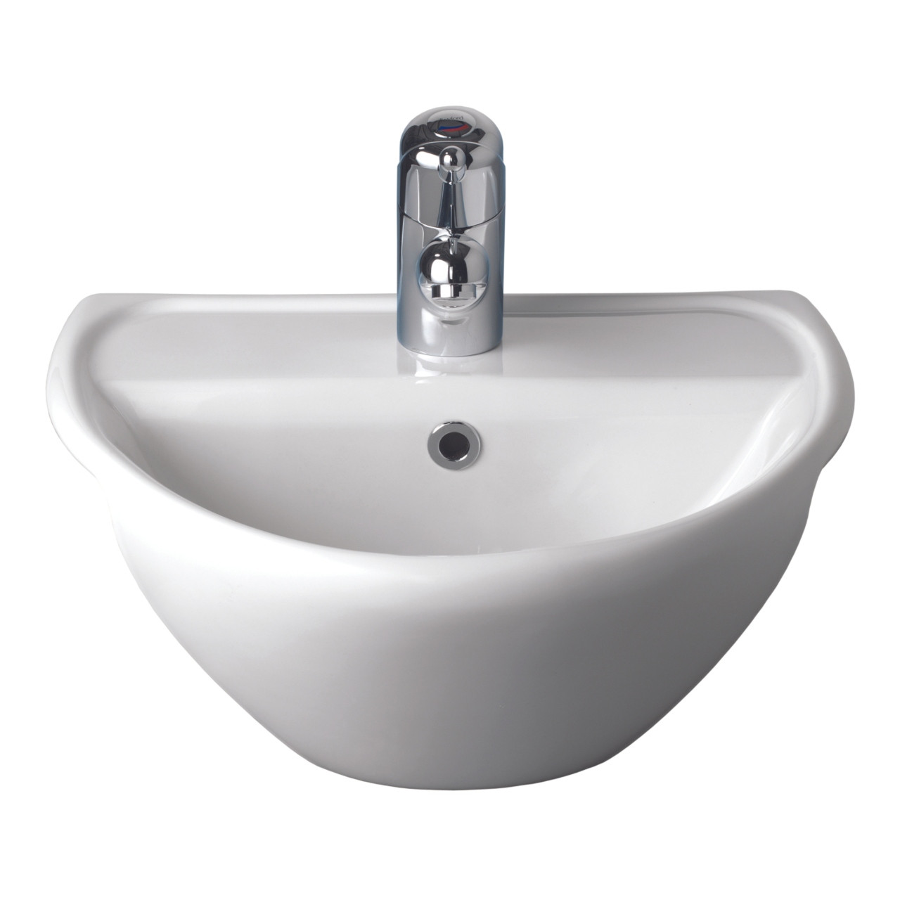 Photograph of Twyford Sola Semi-Recessed Basin, 450x380mm, 1 Tap Hole