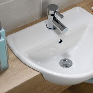 Further photograph of Twyford Sola Semi-Recessed Basin, 450x380mm, 1 Tap Hole