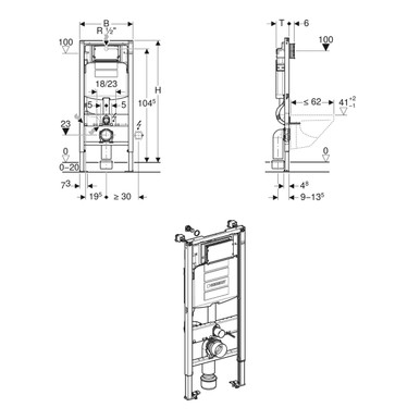 Further photograph of Geberit Duofix Frame for Wall-Hung WC, 112cm, Sigma 12cm Concealed Cistern & Connection Bend