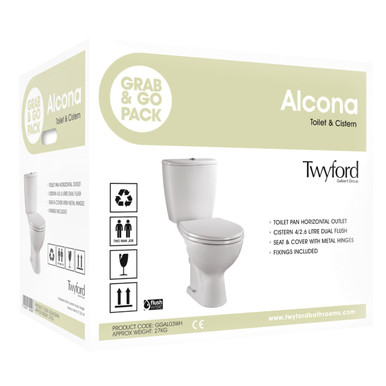 Twyford Alcona Close-Coupled Pan, Cistern & Seat Pack