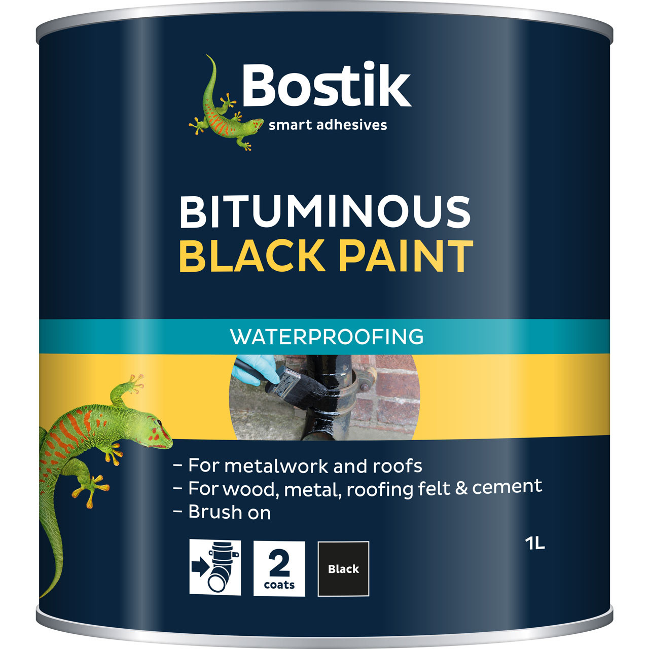 Photograph of Bostik Bituminous Black Paint 1L - Black