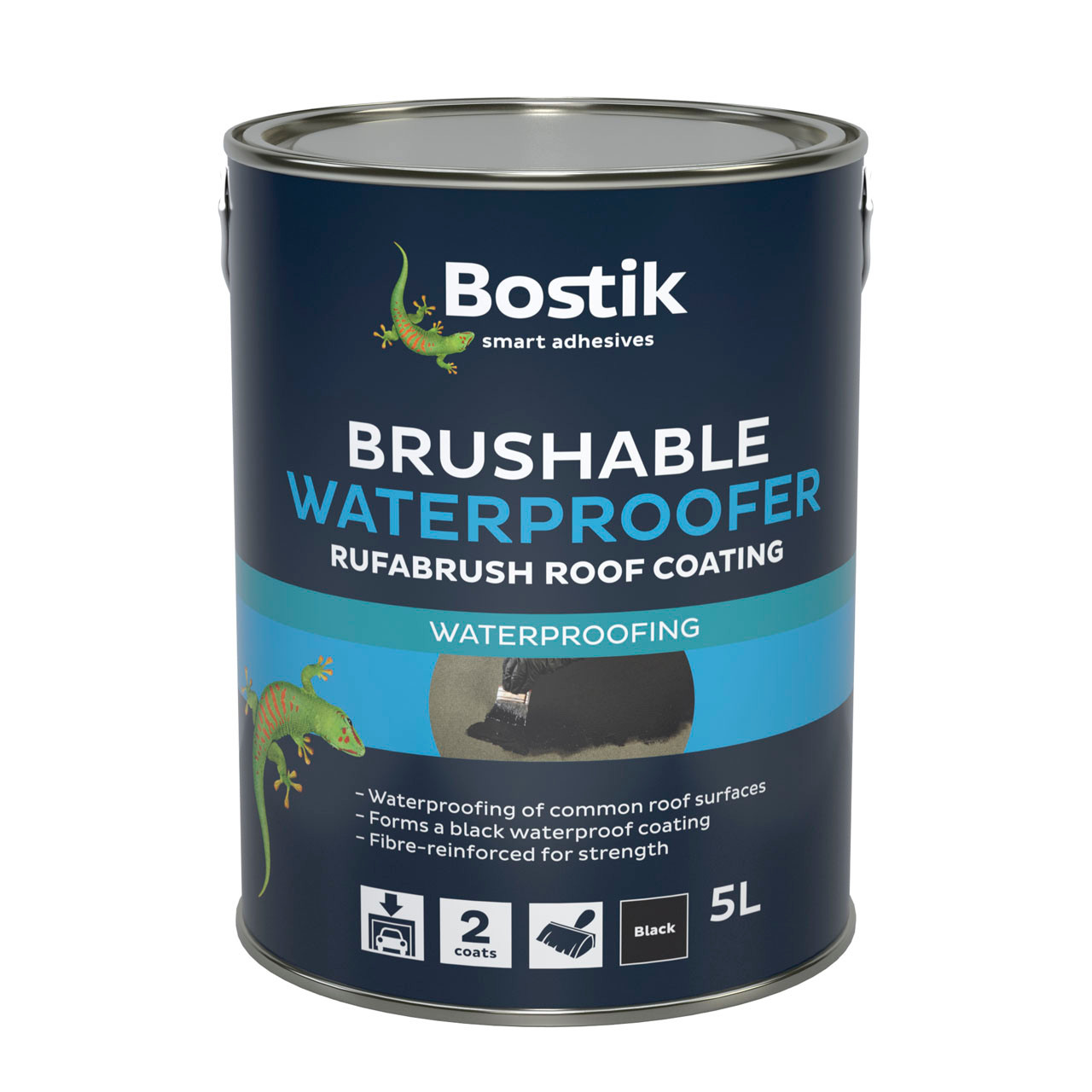 Photograph of Bostik Brushable Bituminous Waterproofer for Roofs 5L - Black