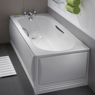 Further photograph of Twyford Celtic Low Volume 140L Slip Resistant Steel Bath Incl Chrome Grips