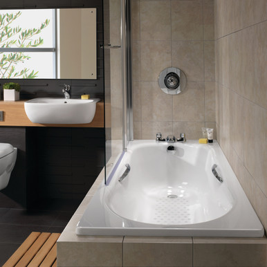 Further photograph of Twyford Celtic Low Volume 140L Slip Resistant Steel Bath Incl Chrome Grips