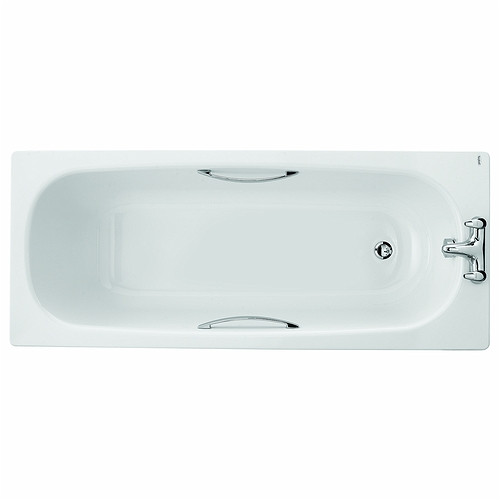 Photograph of Twyford 1600mm Celtic Steel Bath, 2 Tap Holes, Slip Resistant with Chrome Grips