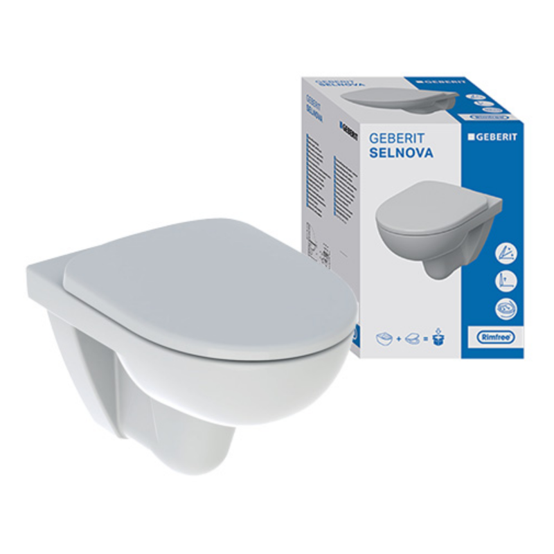 Photograph of Geberit Selnova Rimfree? Wall-Hung Pan & Soft Close, Quick Release Seat Pack