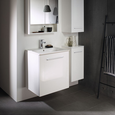 Further photograph of Geberit Selnova Square Slim Rim Basin & Cabinet Pack - White