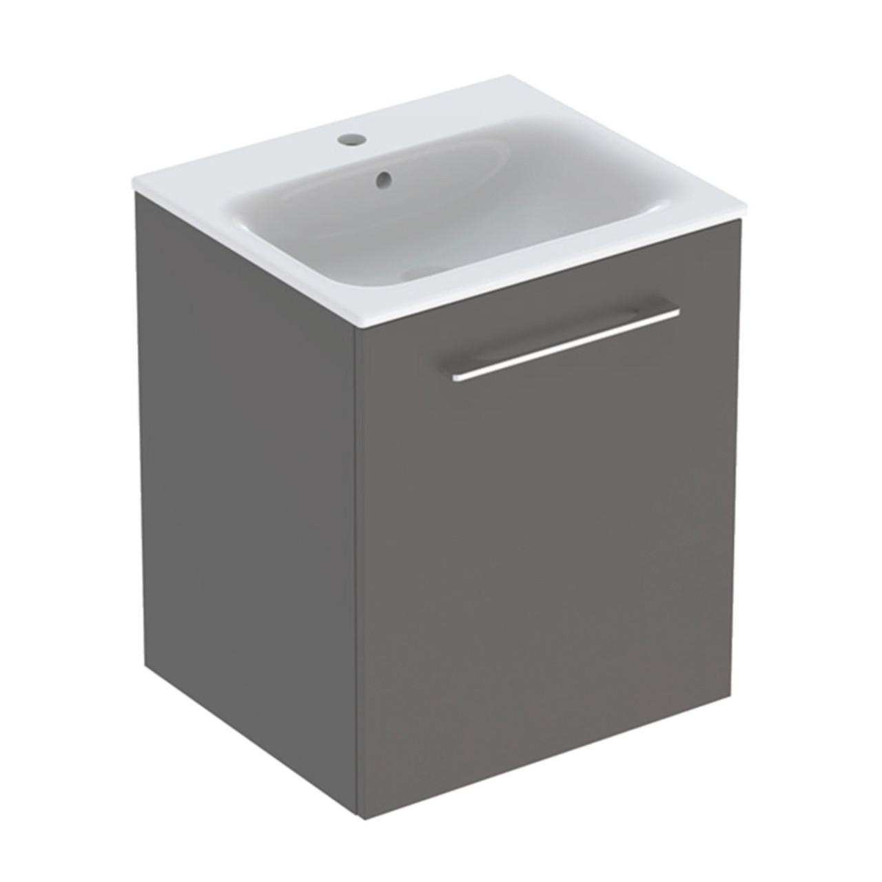 Photograph of Geberit Selnova Square Slim Rim Basin & Cabinet Pack - Lava