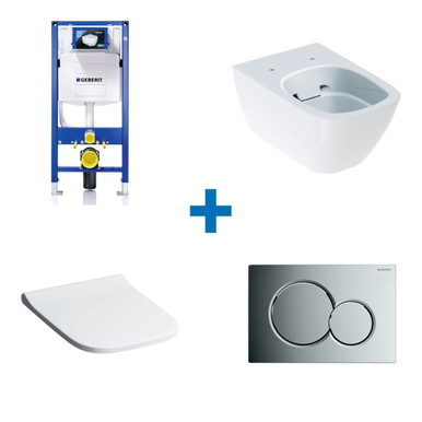 Further photograph of Geberit Wall-Hung Bundle Pack: Frame & Cistern, Rimfree? Wall-Hung Pan, Soft Close Quick Release Seat & Flush Plate