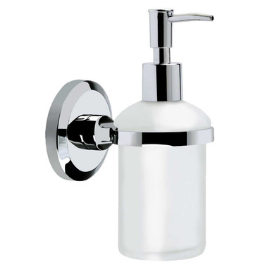 Bristan Solo Wall Mounted Frosted Glass Soap Dispenser Chrome Plated