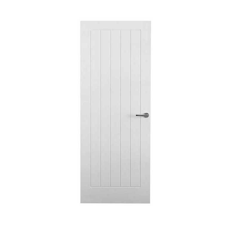 Photograph of Premium White Primed Moulded 5 Panel Vertical Semi Solid Door 1981mm x 838mm x 35mm (6'6" x 2'9")