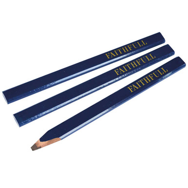 Faithfull Carpenters Pencils - Blue / Soft - Pack of 3