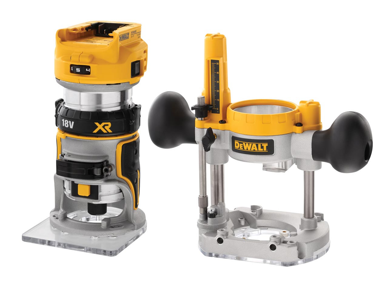 Photograph of DEWALT DCW604NT XR 1/4in Twin Base Router 18V Bare Unit