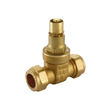 Further photograph of Beta Brass Gatevalve C x C Lockshield 22mm