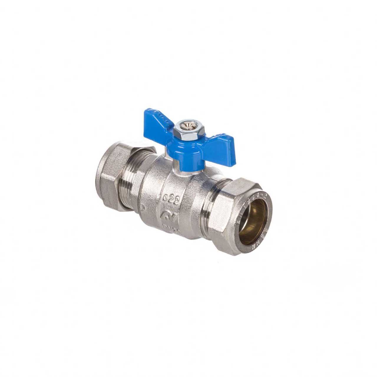 Photograph of Altecnic 15mm Butterfly Blue Handle Ball Valve