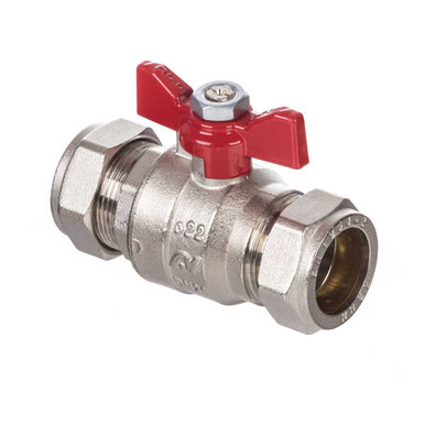 Further photograph of Altecnic 15mm Butterfly Red Handle Ball Valve
