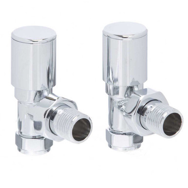 Modern Radiator Valves Straight Pair - Chrome