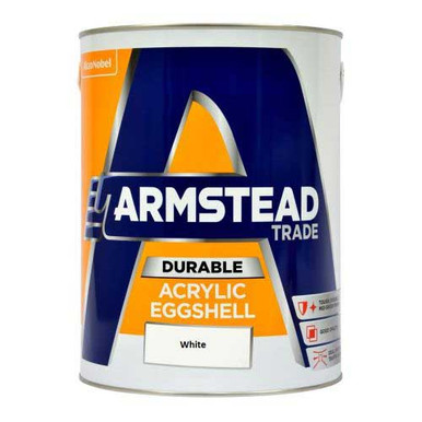 Armstead Trade Durable Acrylic Eggshell, White, BS 6150, Water Based, 2.5L