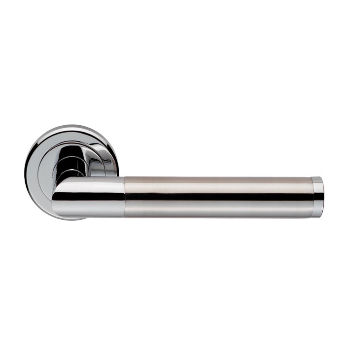 Photograph of Sterling Serozzetta Trend Lever on Round Rose, Polished Chrome/Satin Nickel, 130mm